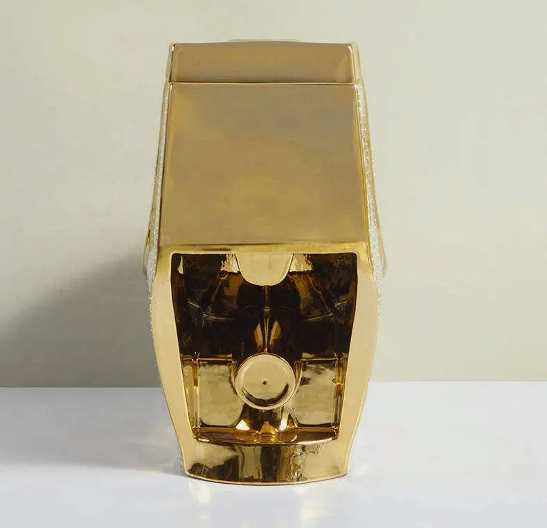 Luxury Premium Full Gold Plated Mirror Finish Fade Resistant Scratch Resistant Hexagon Pattern Golden Smart Toilet for Hotel — image 5