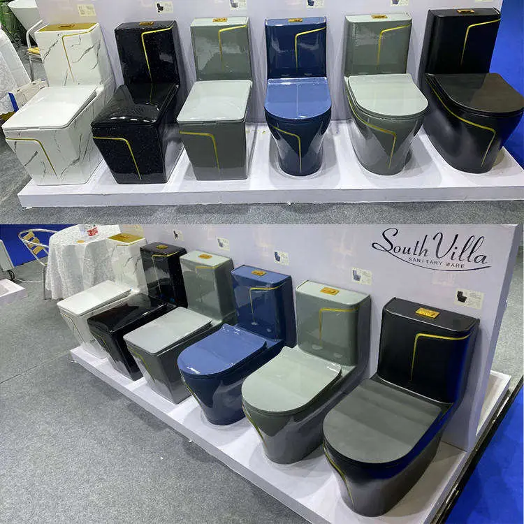 Wholesale Multi Color Option High Temperature Fired Ceramic Siphonic Powerful Flush Anti Odor Water Saving Toilet for Apartment — image 5