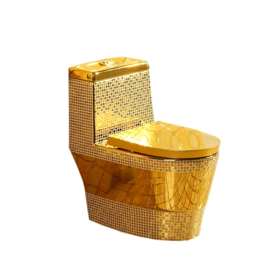 Luxury Middle East Gold Floral Toilet Super Swirl Flush Large Pipe Dual Flush Water Saving Easy Remove Seat for Bathroom — view 6