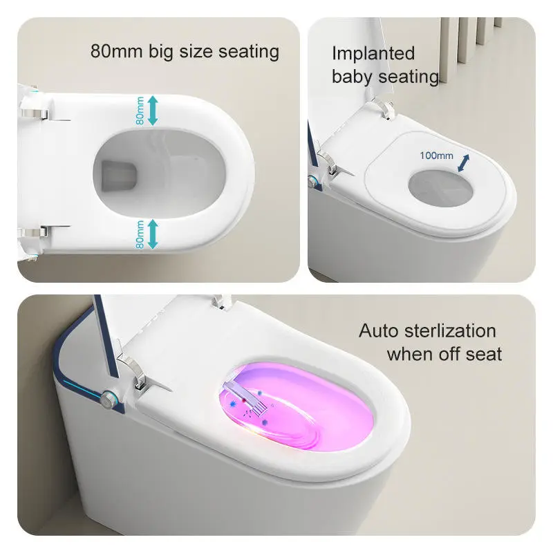 Smart Toilet Automatic Flip Siphon Water Pressure Limit New English Version Includes Remote Control S-Trap for Home Bathroom Use — image 3