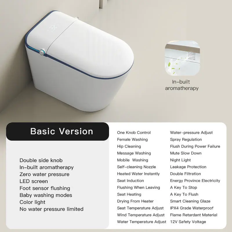 Smart Toilet Automatic Flip Siphon Water Pressure Limit New English Version Includes Remote Control S-Trap for Home Bathroom Use — image 7