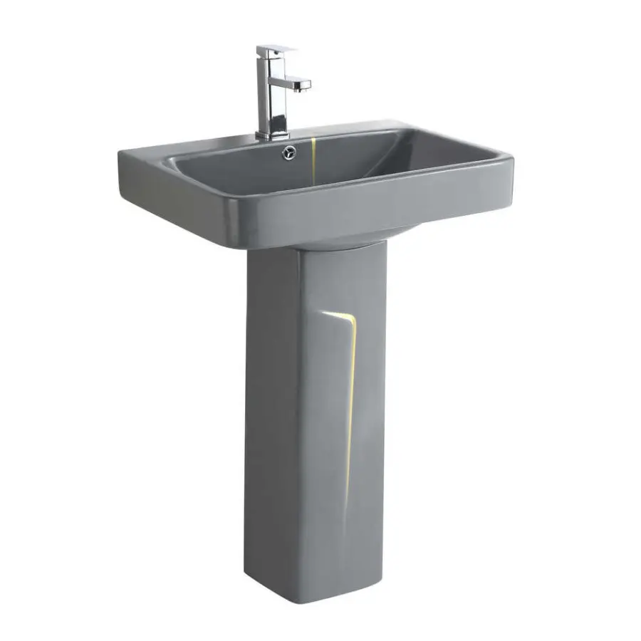 Contemporary Premium High Temperature Fired Grey Ceramic Siphonic Powerful Flush One Piece Toilet and Basin Set for Bathroom — image 5