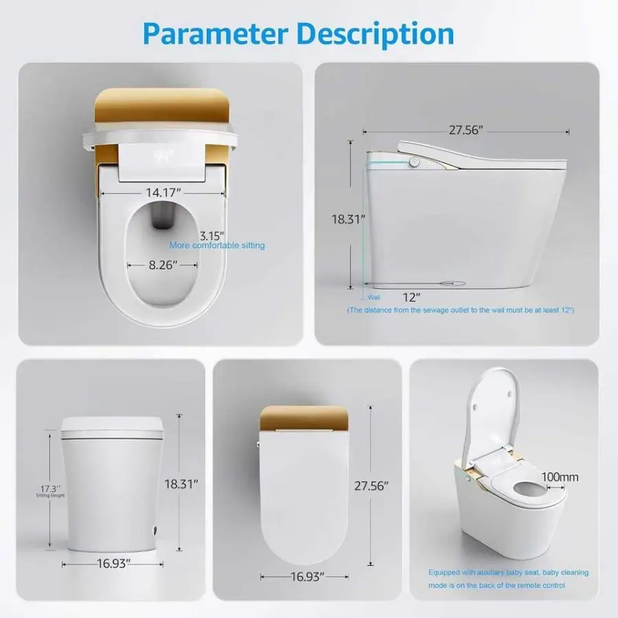 One-Piece Smart Toilet with Built-in Tank Booster Pump Rotary Knob Instant Heating Foot Sensor Auto Flush Foam Shield — view 2