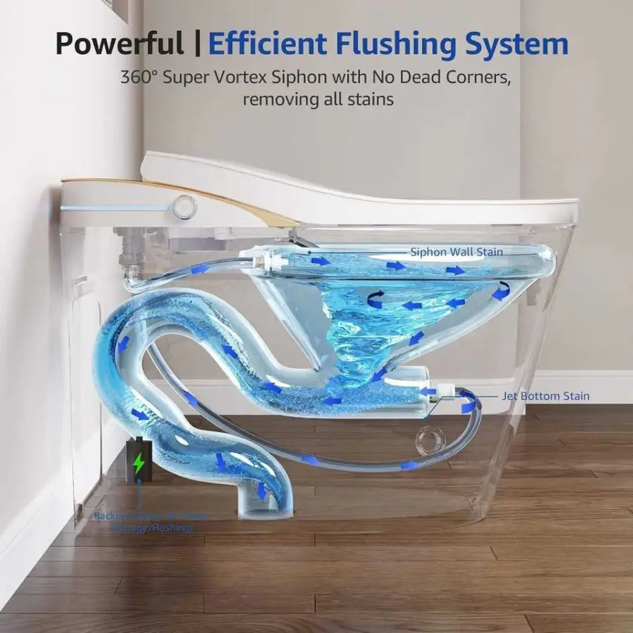 One-Piece Smart Toilet with Built-in Tank Booster Pump Rotary Knob Instant Heating Foot Sensor Auto Flush Foam Shield — view 4