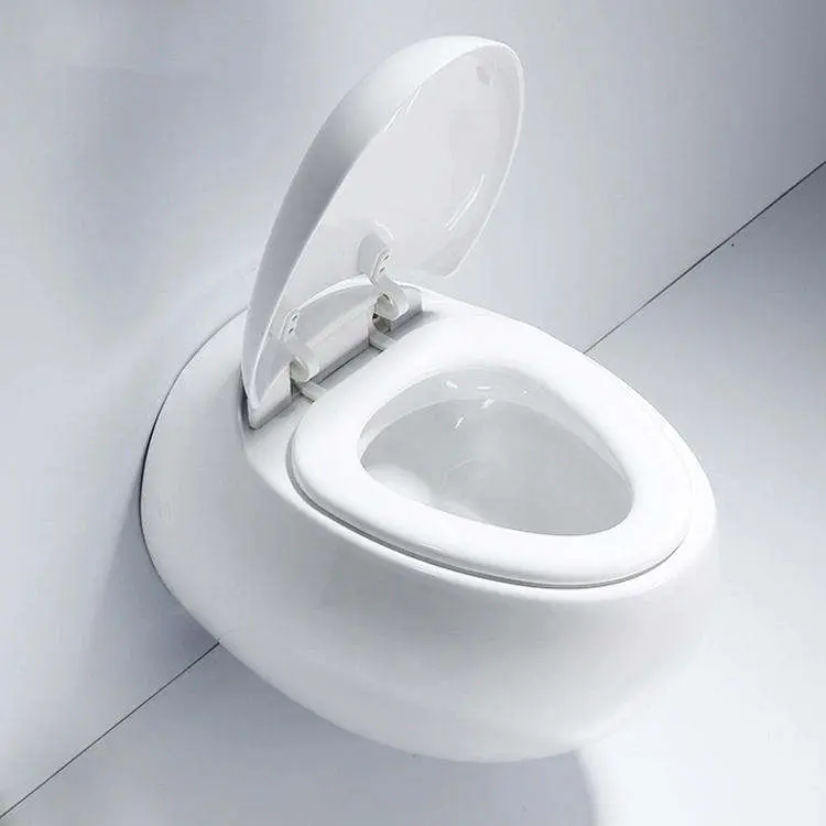 Hotel Home Bathroom Floor Mounted Ceramic WC Toilet Siphion Flushing Elongated Bowl Modern P-trap One Piece Dual-Flush Slow — image 3
