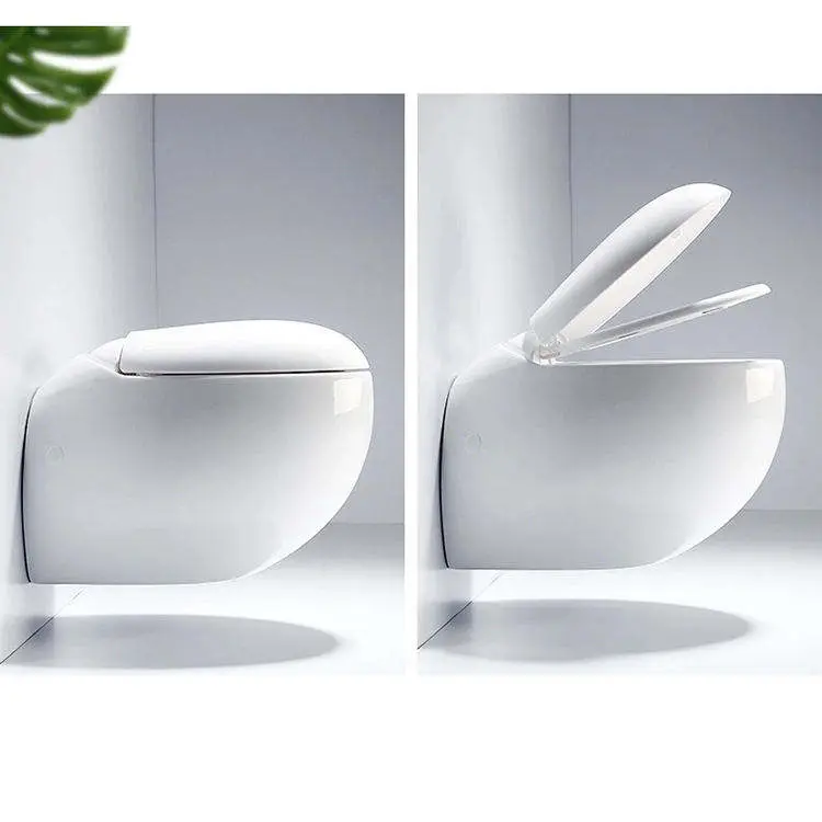 Hotel Home Bathroom Floor Mounted Ceramic WC Toilet Siphion Flushing Elongated Bowl Modern P-trap One Piece Dual-Flush Slow — image 6