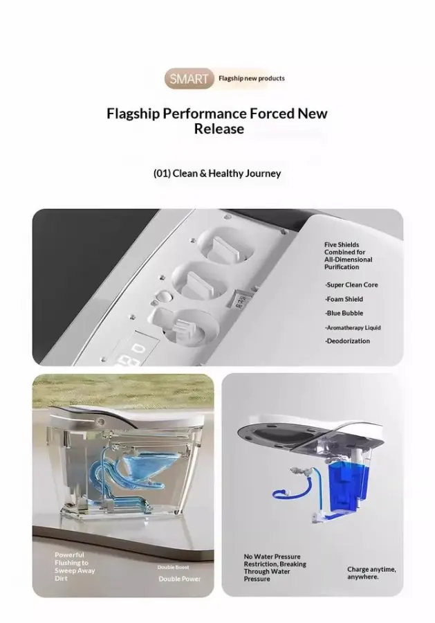 2026 New Light Intelligent Fully Automatic Wash-butt Integrated Household Electric Intelligent Smart Toilet for Hotel Apartments — image 3