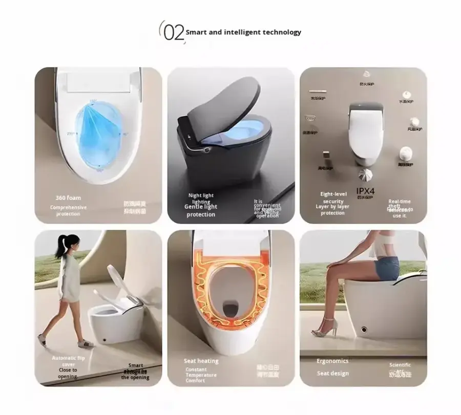 2026 New Light Intelligent Fully Automatic Wash-butt Integrated Household Electric Intelligent Smart Toilet for Hotel Apartments — image 4
