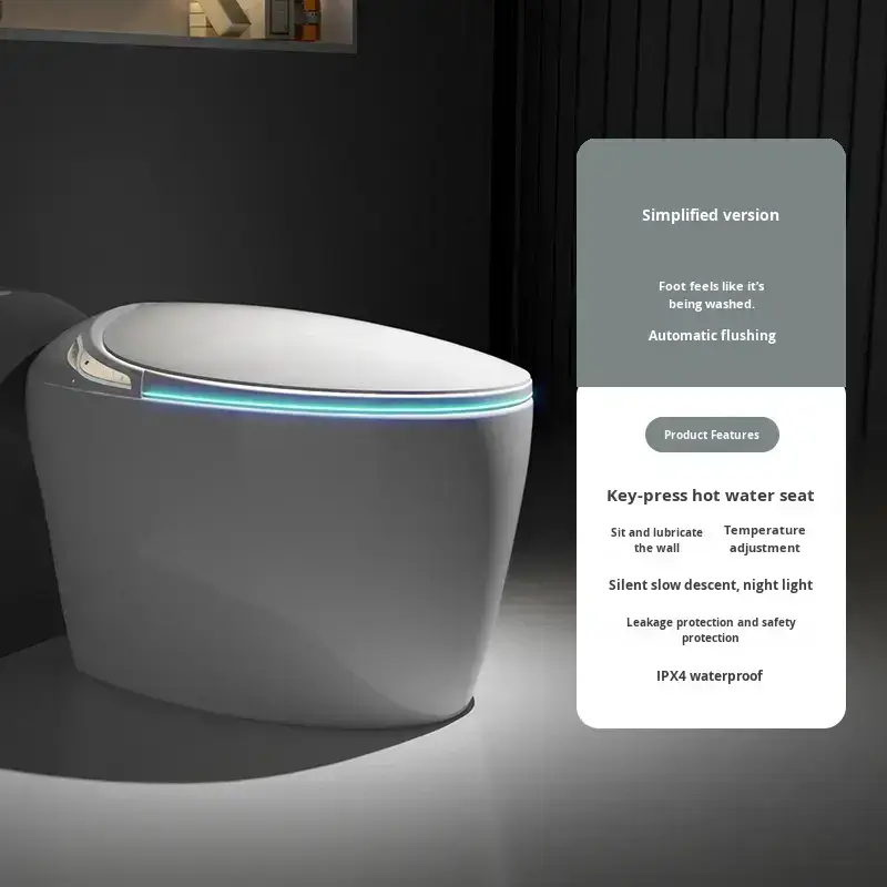 CE Certified Smart Multi-functional Single-row Seat Heating S-type Drain Valve Integrated Water Pressure-free Intelligent Toilet — image 7