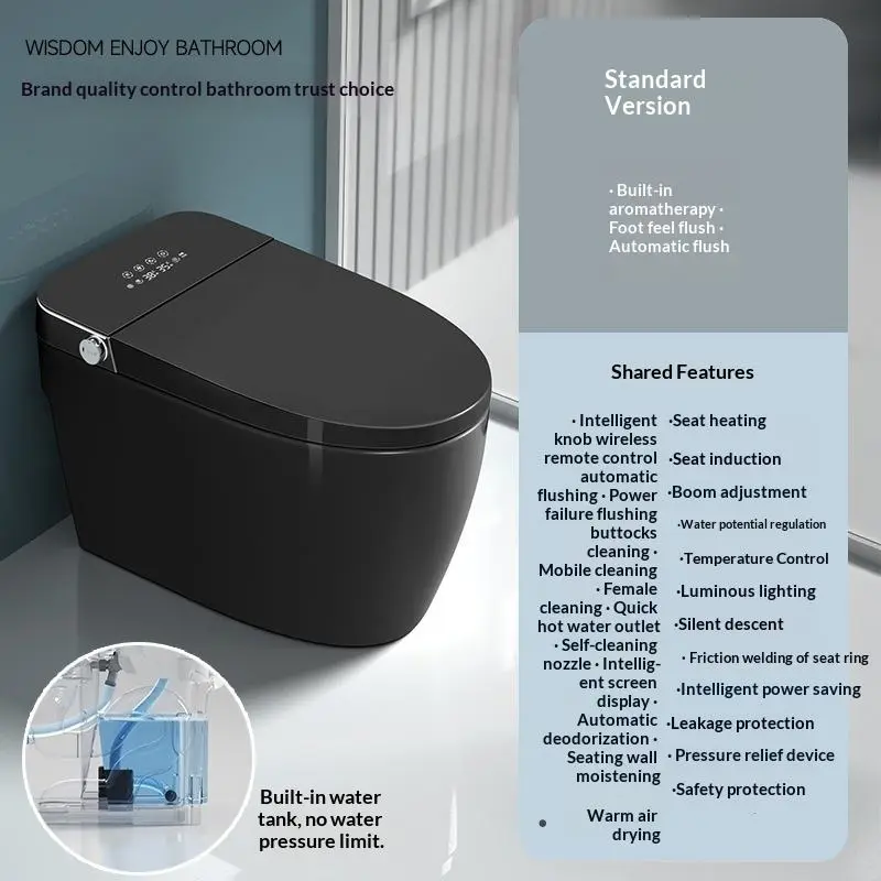 Modern Wholesale One-piece P Trap Black Ceramic Sanitary Ware Wc Drain Pipe Matte Black Wall-mounted Smart Toilet — image 5