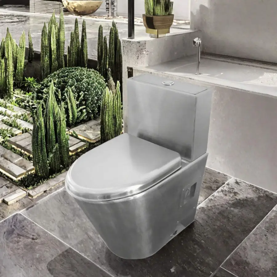 Dubai Outdoor Public Facilities European-style Commercial Toilets Durable 304 Stainless Steel Toilets with Water Tanks Nozzles — image 4