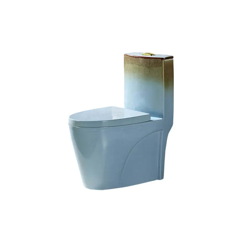 Customized Wholesale Low-price White and Gold Decorated One-piece WC Luxury Home Bathroom Toilet — image 6