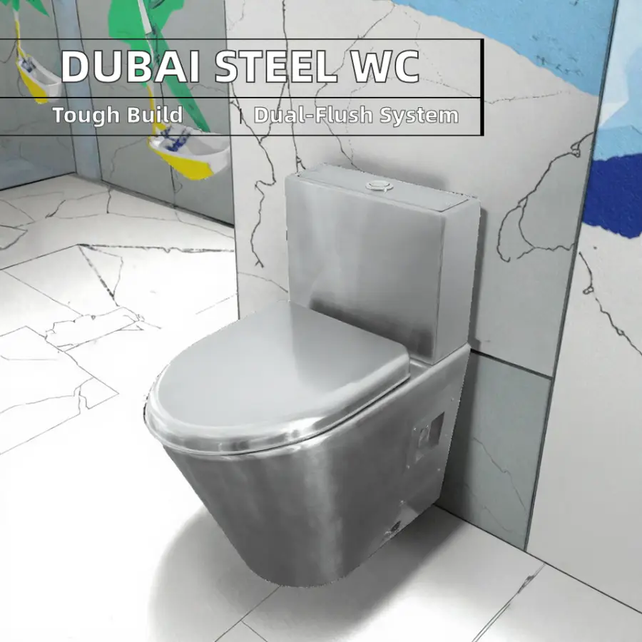 Dubai Outdoor Public Facilities European-style Commercial Toilets Durable 304 Stainless Steel Toilets with Water Tanks Nozzles — image 6