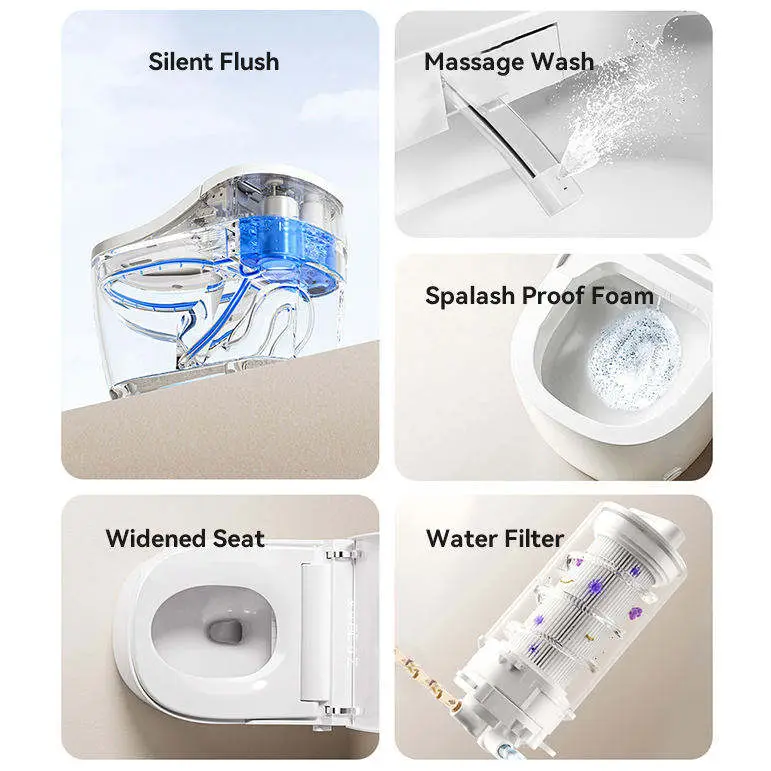 New Type Mechanical Flushing Silent Quick-flush No Water Pressure Limit Aromatherapy Deodorizing Large Seat Seat Smart Toilet — image 5