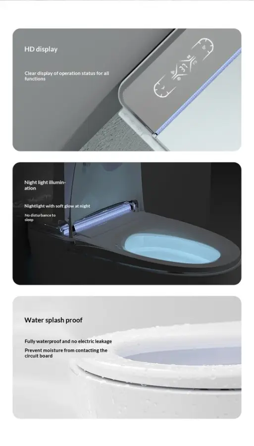 Customized Wholesale Intelligent Automatic Luxury New Design Integrated White Temperature Display High-end Smart Toilet — view 2