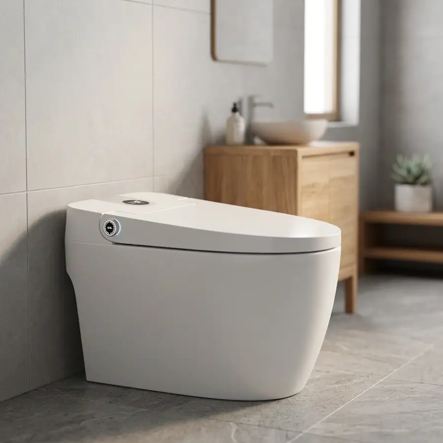 2025 New Custom Multi-functional Bidet Floor-standing New Smart Seat Heated WC P Type Home Hotel Smart Toilet — view 1