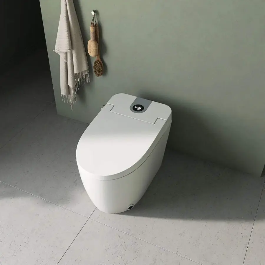 2025 New Custom Multi-functional Bidet Floor-standing New Smart Seat Heated WC P Type Home Hotel Smart Toilet — image 3