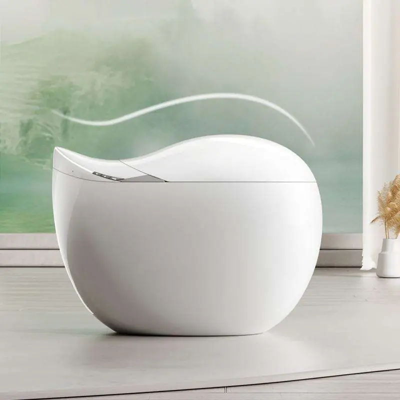 Whale-shaped Egg-shaped Luxury Intelligent Water Spray Heating Remote Control S-shaped Steam Trap Drainage Smart Toilet — image 4