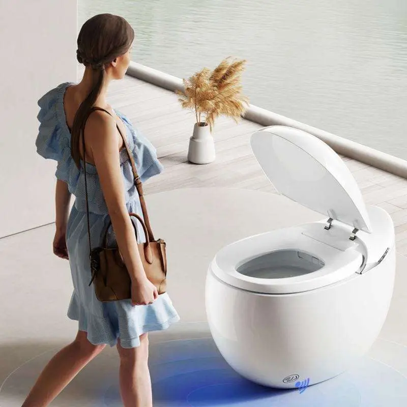 Whale-shaped Egg-shaped Luxury Intelligent Water Spray Heating Remote Control S-shaped Steam Trap Drainage Smart Toilet — image 6