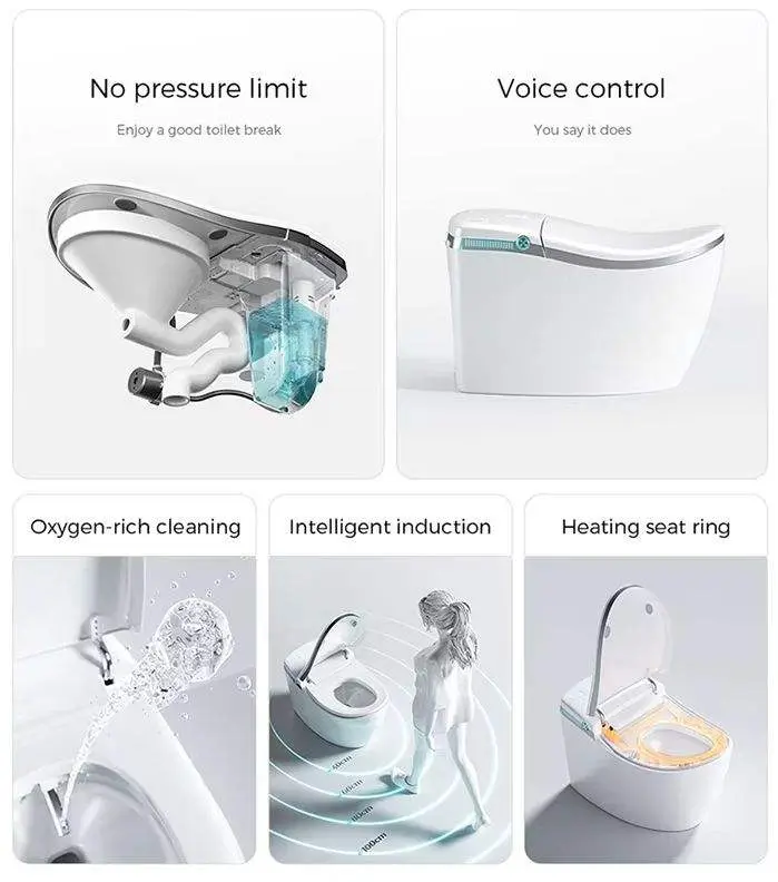 Innovative Yacht Appearance, Large Multi-functional UV Sterilization Limit Fully Automatic Smart Toilet with No Water Pressure — image 4