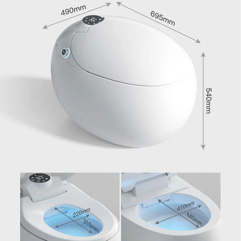 New Luxury One-piece Egg-shaped Ceramic Automatic Intelligent Multi-functional Remote Control Sanitary Ware Smart Toilet — image 7