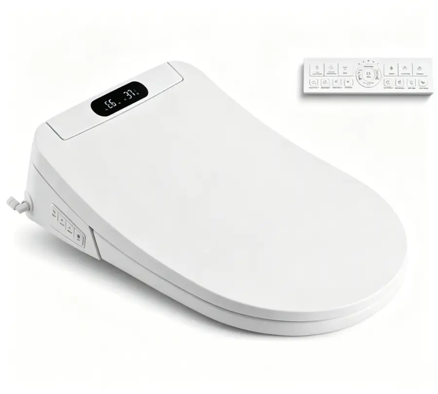 Intelligent Toilet Seat with Instant Hot Water Bubble Flushing Remote Control Side Knob 4 Temperature Settings Self-clea — view 1