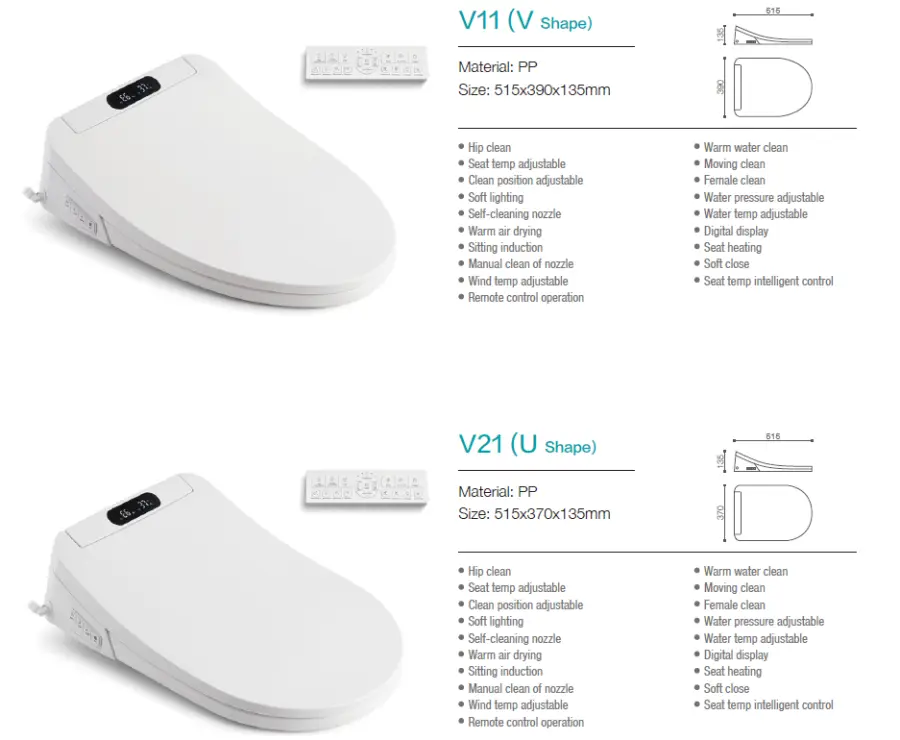 Intelligent Toilet Seat with Instant Hot Water Bubble Flushing Remote Control Side Knob 4 Temperature Settings Self-cleaning — image 6