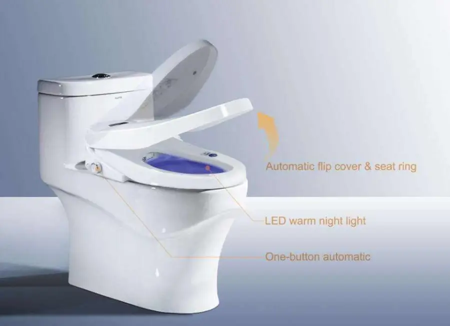 Family Friendly UV Disinfection Antibacterial LED Night Light Soft Close Easy Clean One Piece Smart Toilet for Home Bath — view 3