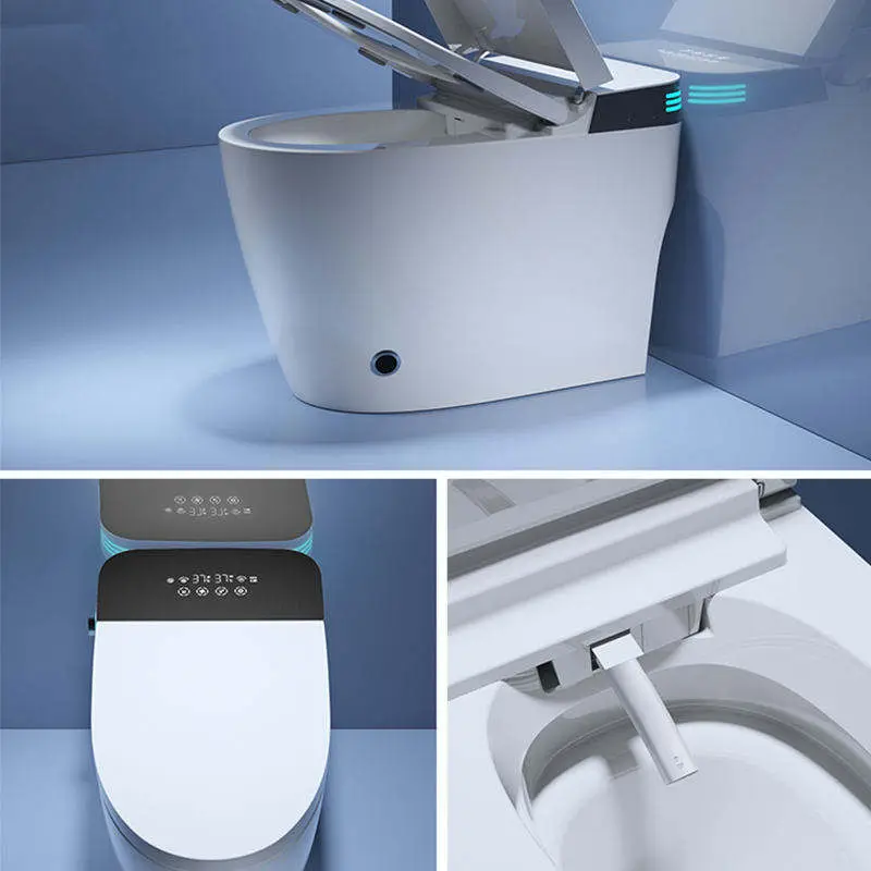 Luxury Premium Tankless One Piece Matte Ceramic Touch Knob Control Heated Seat Night Light Smart Toilet for Apartment Renovation — image 7