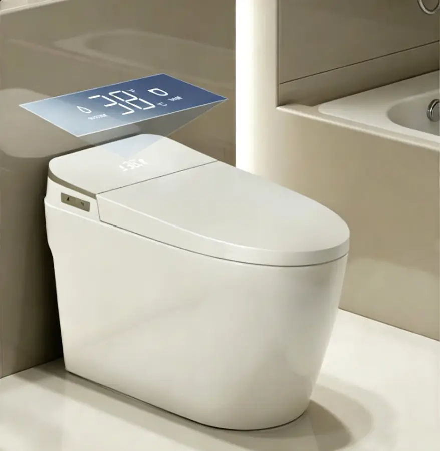 Premium Glossy Ceramic Easy Clean Temperature Status Display Heated Seat Warm Water Wash Smart Toilet for Home Bathroom — view 1