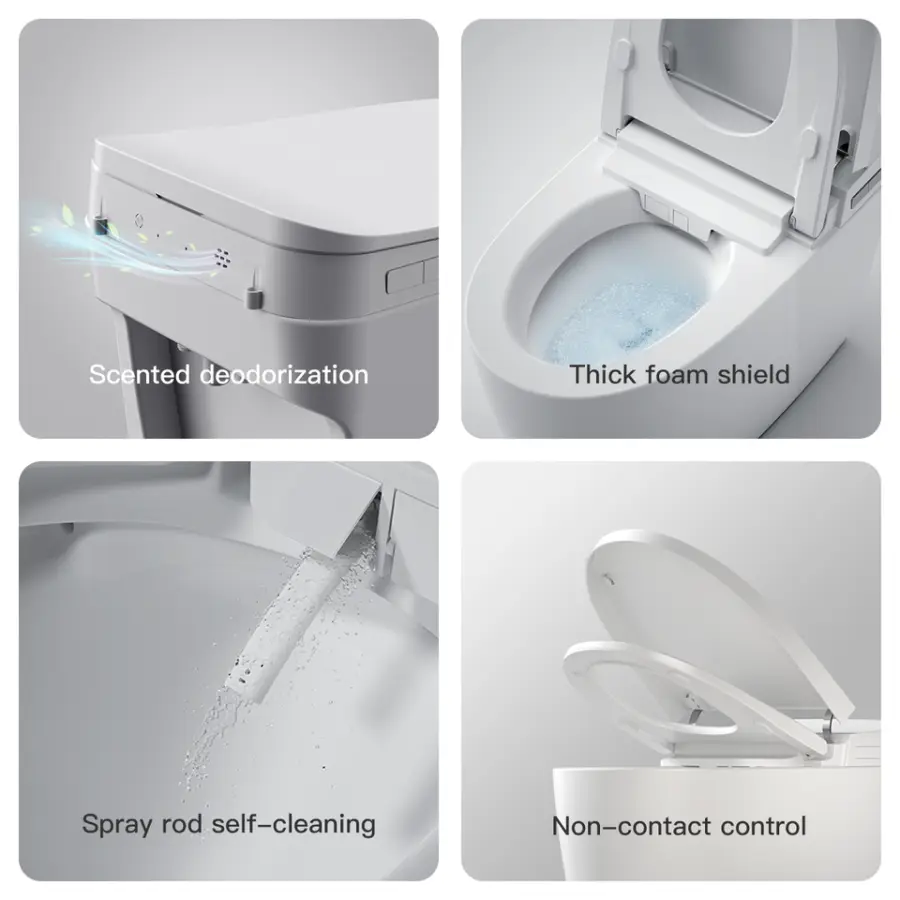Premium Glossy Ceramic Easy Clean Temperature Status Display Heated Seat Warm Water Wash Smart Toilet for Home Bathroom — view 3