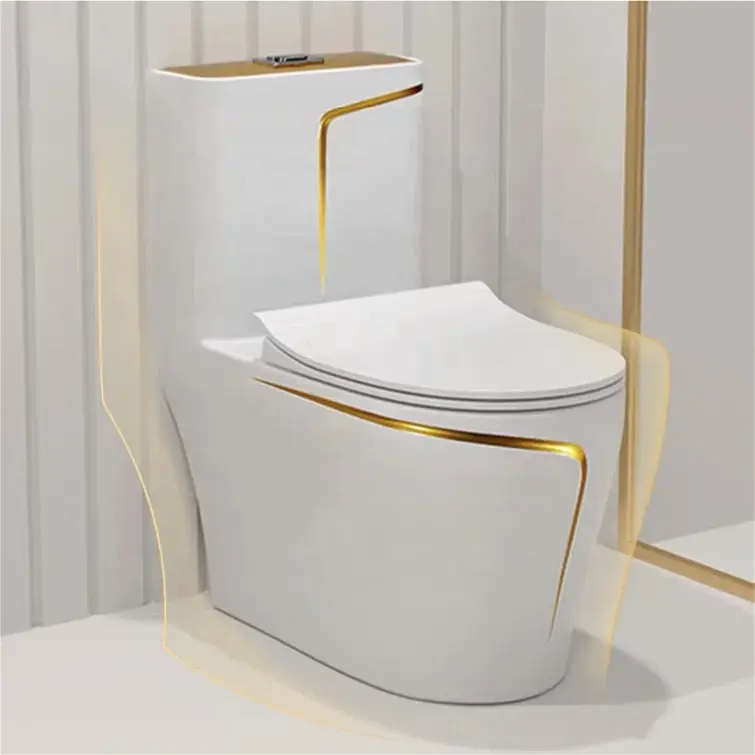 Customized Modern Luxury High-quality Platinum Design Floor-standing Integrated Siphonic Toilet for Bathroom — view 1