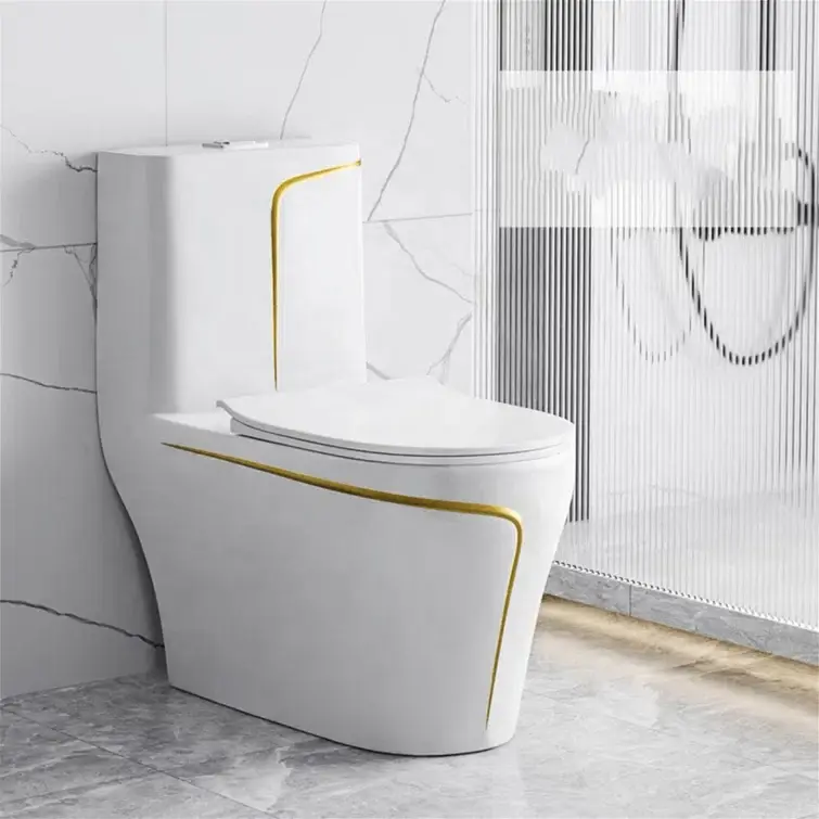Customized Modern Luxury High-quality Platinum Design Floor-standing Integrated Siphonic Toilet for Bathroom — image 3