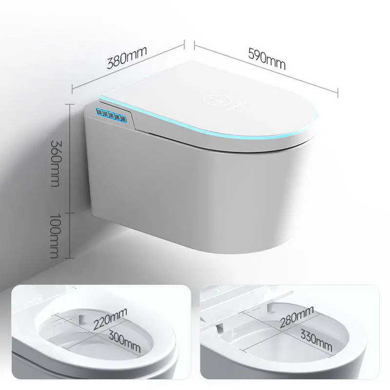 Customized Wall-mounted Smart Toilet with No Water Pressure Limit Wall-mounted Multi-functional Foam Shield Voice Contro — view 6