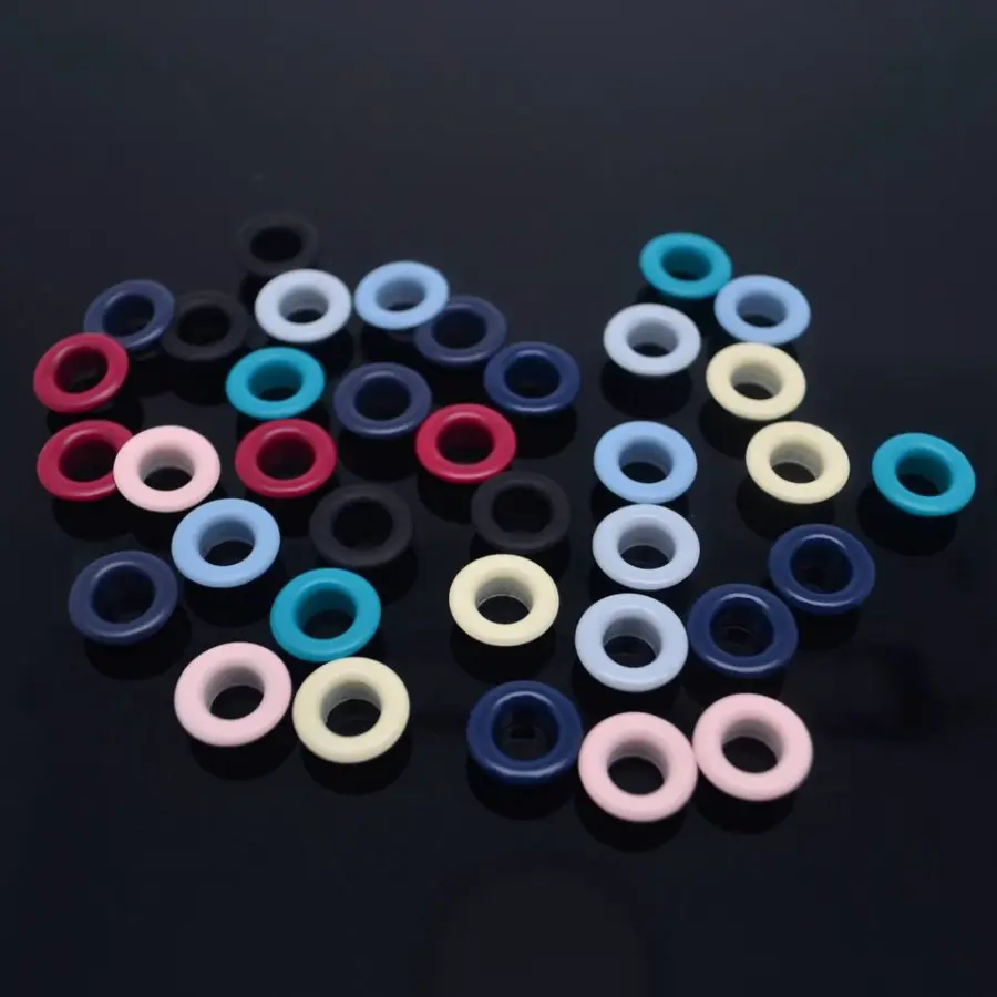 Custom Stainless Steel Garment Eyelets 5mm 12mm 15mm Flat Edge Metal Eyelets Usage for Bags Banner Eyelets — view 5
