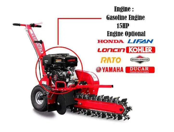 K-maxpower 15HP Max Depth 600mm EPA EU5 Gasoline Powered Portable Walk Behind 600mm Zanjadora Biocippatore Mini Chain Tr — view 2