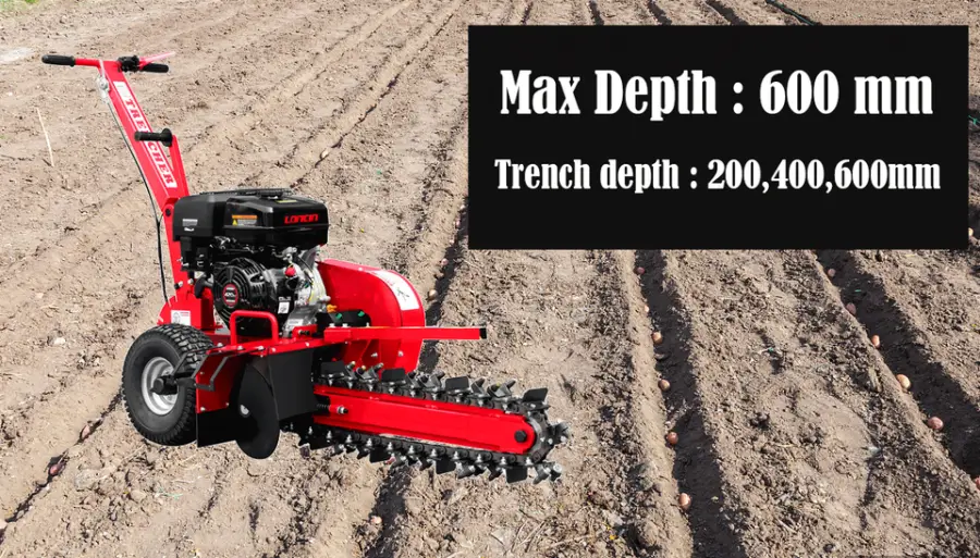 K-maxpower 15HP Max Depth 600mm EPA EU5 Gasoline Powered Portable Walk Behind 600mm Zanjadora Biocippatore Mini Chain Tr — view 4