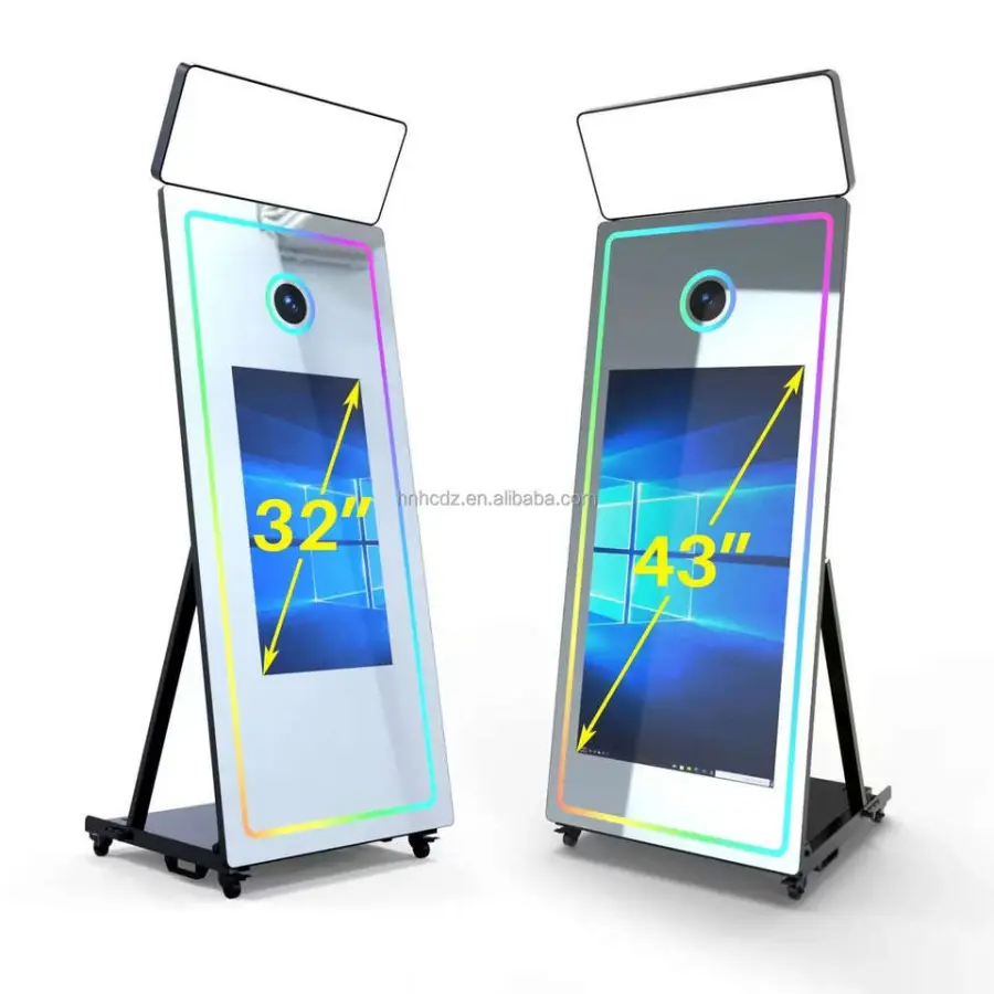 70inch Magic Mirror Smart Photo Booth, 32inch Touch Screen, with Built-in Top Lighting, Front Camera,surround LED Light — view 5