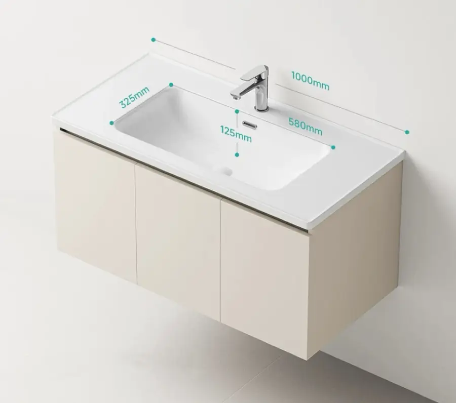 Modern Style Solid Wood Wall Hung Smart Mirror Storage Cabinet Bathroom Vanity with Ceramic Basin and Hotel Use — image 2