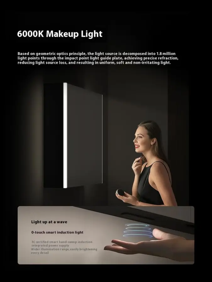 Modern Style Solid Wood Wall Hung Smart Mirror Storage Cabinet Bathroom Vanity with Ceramic Basin and Hotel Use — image 4
