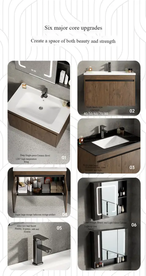 Bathroom Vanity With a Floating Ceramic Countertop Integrated with a Washbasin and a Stone Bathroom Dressing Table — image 4