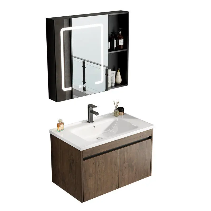 Bathroom Vanity With a Floating Ceramic Countertop Integrated with a Washbasin and a Stone Bathroom Dressing Table — image 6