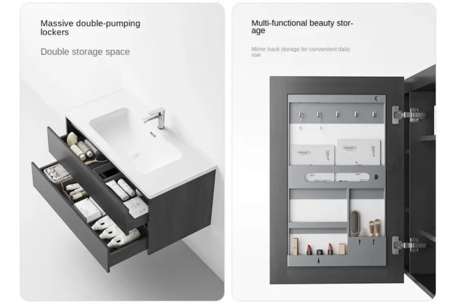 Modern Design Hotel Sink Cabinet Factory Direct Bathroom Vanity Set with Wall Cabinet for Hotels — image 4