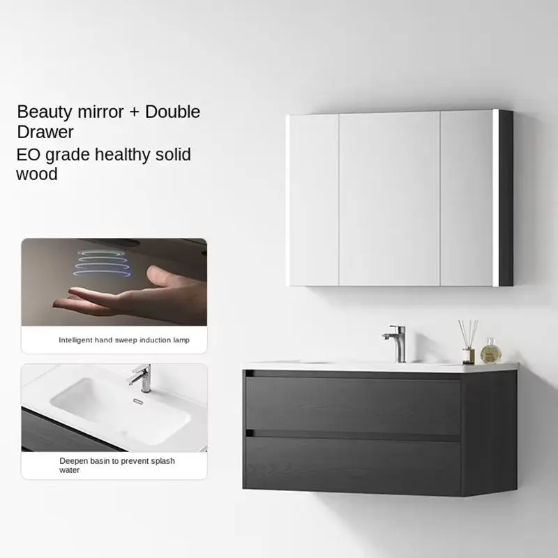 Modern Design Hotel Sink Cabinet Factory Direct Bathroom Vanity Set with Wall Cabinet for Hotels — image 6