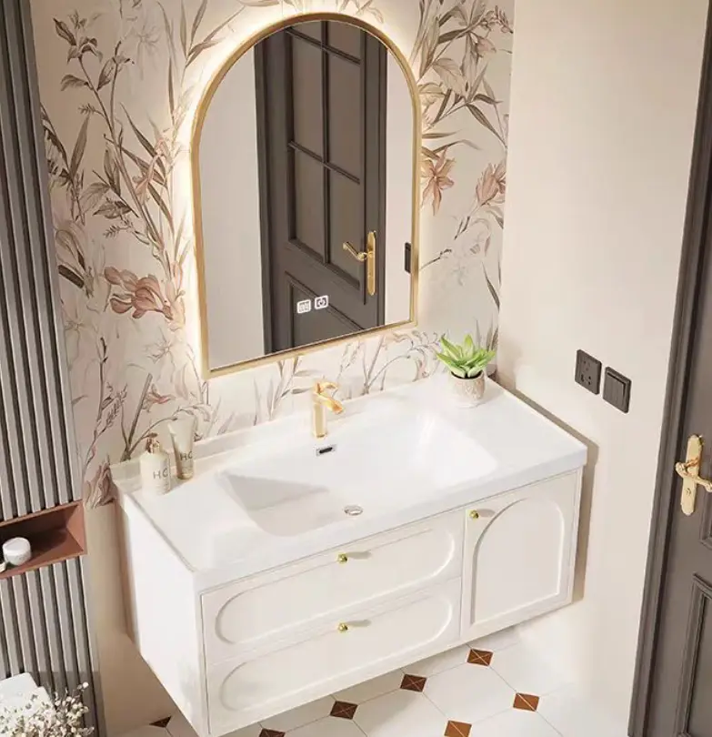 French Style French Makeup Vanity Set Framed Mirror Water-Resistant Dressing Table for Bedroom Bathroom Vanities Apartments — image 5