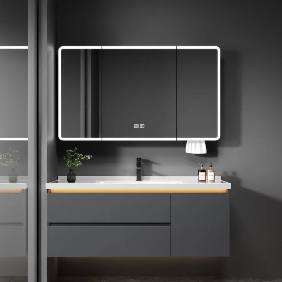New Style Simple Style Hotel Wind Wall-Mounted All-in-One Basin Intelligent Mirror Ceramic Washbasin Toilet Combination — view 1