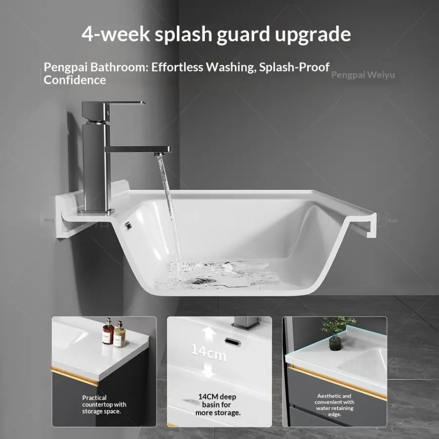 New Style Simple Style Hotel Wind Wall-Mounted All-in-One Basin Intelligent Mirror Ceramic Washbasin Toilet Combination Bathroom — image 2