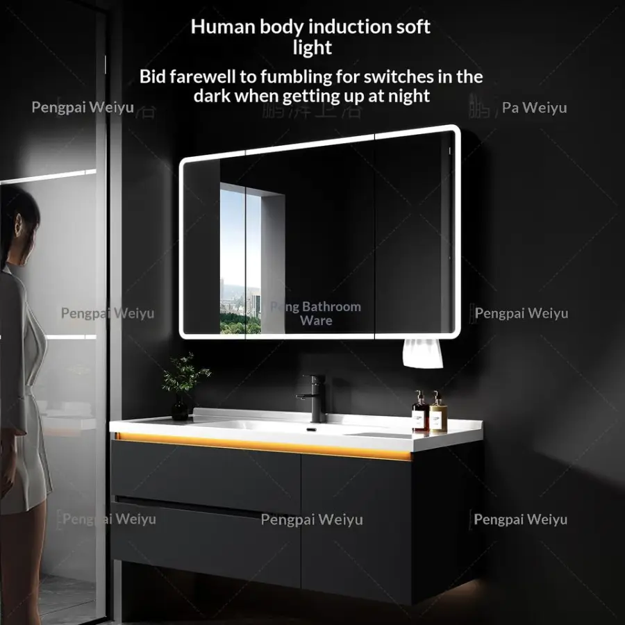 New Style Simple Style Hotel Wind Wall-Mounted All-in-One Basin Intelligent Mirror Ceramic Washbasin Toilet Combination Bathroom — image 4