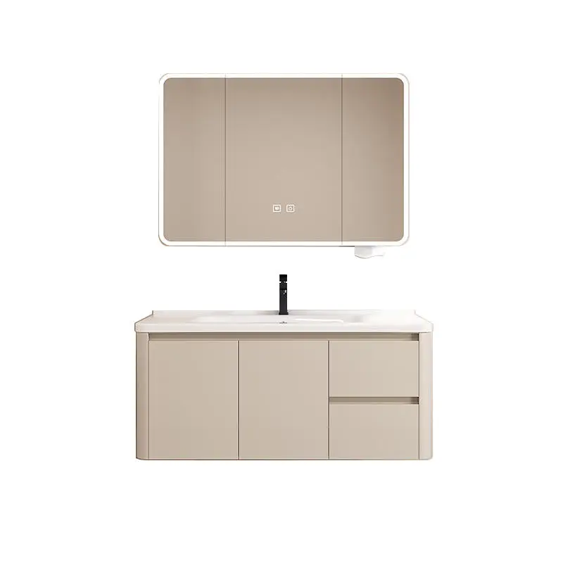 Factory Wholesale Modern Luxury Cream Style Aluminum Wall-Mounted Smart Mirror Bathroom Vanity Cabinet 3-Year Warranty for Hotel — image 5