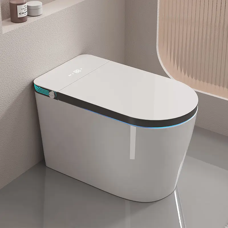 Floor Mounted Wc Intelligent Toilet Automatic Operation Flush Bon Cau Thong Minh Auto Open Sensor One Piece Smart Bidet Toilet — image 3